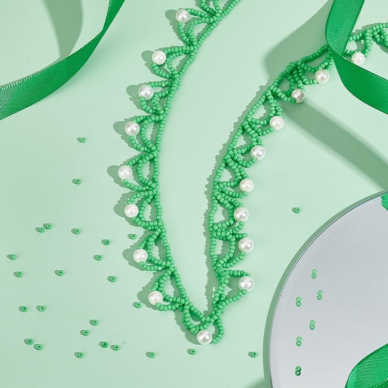 PH PandaHall 6000 Pcs 11/0 Glass Seed Beads Opaque Green 2mm Seed Beads Round Waist Bead Mini Loose Spacer Bead for Bracelets Necklaces Jewelry Making St. Patrick's Day Decoration - Image 5